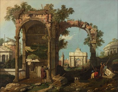 Ruïnes en figuren, buitenwijken van Rome nabij het graf van Cecilia Metella, ca. 1750-1775 door Bernardo Bellotto